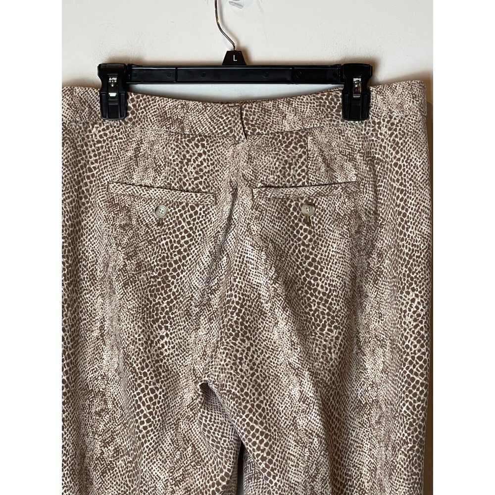 Avery Brown And Ivory Python Snakeskin Print Mid Rise‎ Cropped Pants Size 32 - Picture 7 of 9
